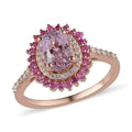 Premium Martha Rocha Kunzite and Multi Gemstone Floral Ring in Vermeil Rose Gold Over Sterling Silver 2.25 ctw - Sticky add to cart bar