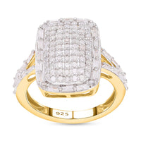 White Diamond Ring in 18K Vermeil YG Over Sterling Silver (Size 8.0) 0.99 ctw