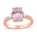 Premium Martha Rocha Kunzite and Moissanite Ring in Vermeil Rose Gold Over Sterling Silver 3.15 ctw - Sticky add to cart bar