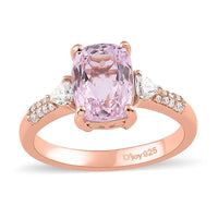 Premium Martha Rocha Kunzite and Moissanite Ring in Vermeil Rose Gold Over Sterling Silver 3.15 ctw