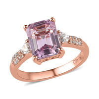Premium Martha Rocha Kunzite and Moissanite Ring in Vermeil Rose Gold Over Sterling Silver 3.35 ctw