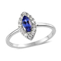 AAA Tanzanite and Natural White Zircon Halo Ring in Platinum Over Sterling Silver 1.00 ctw - Sticky add to cart bar