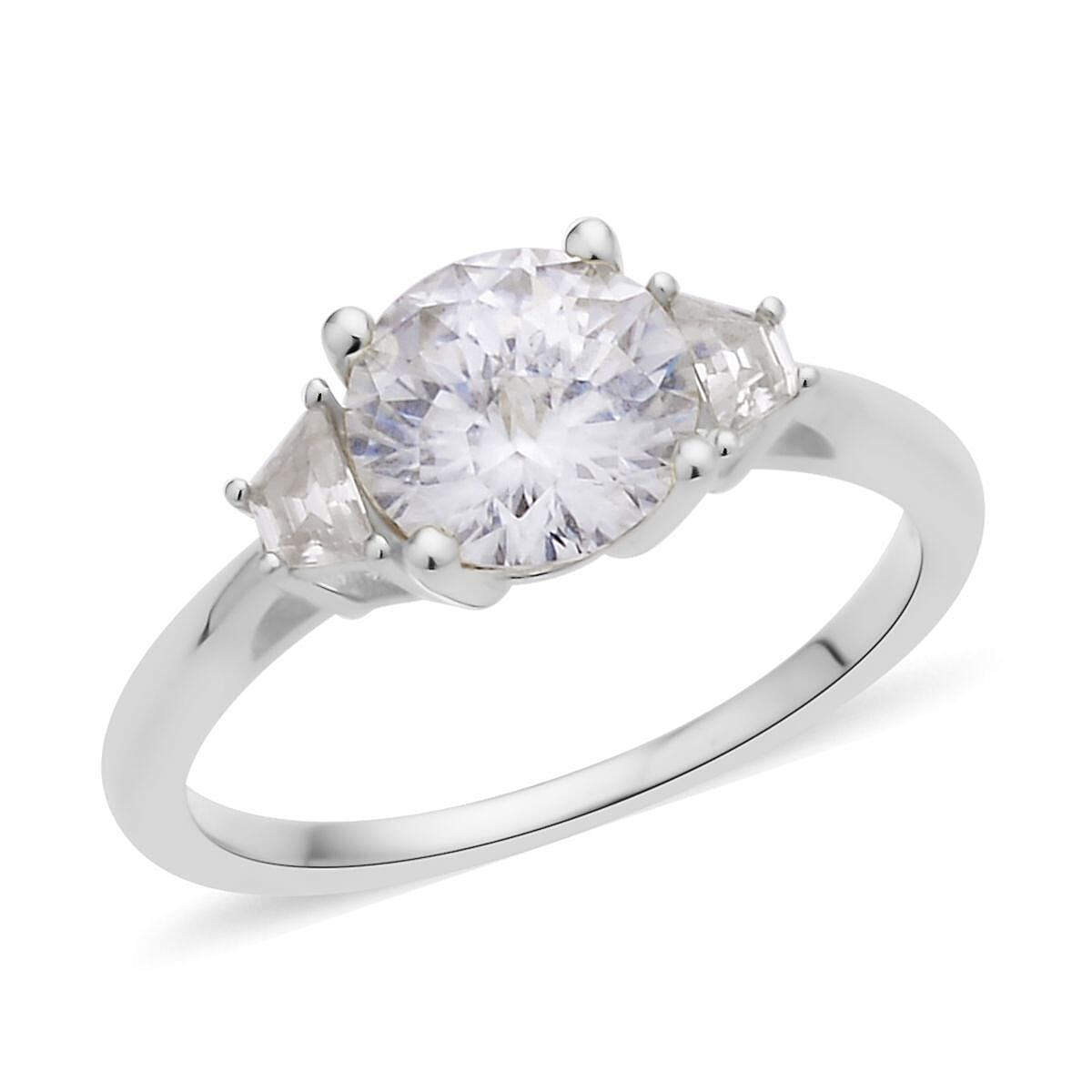 Emperor Cut Moissanite Ring in Platinum Over Sterling Silver 2.00 ctw