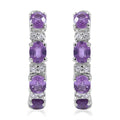 Madagascar Purple Sapphire and White Zircon Hoop Earrings in Platinum Over Sterling Silver 1.75 ctw - Sticky add to cart bar