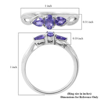 Madagascar Purple Sapphire 3 Stone Ring in Platinum Over Sterling Silver 0.65 ctw