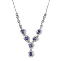 AAA Tanzanite and White Zircon 3.75 ctw Necklace in Platinum Over Sterling Silver 20 Inches