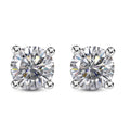 Emperor Cut Moissanite Solitaire Stud Earrings in Platinum Over Sterling Silver 1.50 ctw - Sticky add to cart bar