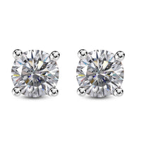 Emperor Cut Moissanite Solitaire Stud Earrings in Platinum Over Sterling Silver 1.50 ctw