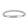 Simulated Diamond, Silvertone Beaded Stretch Bracelet 0.10 ctw - Sticky add to cart bar
