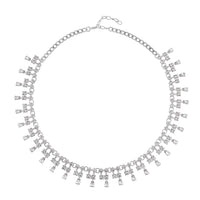 Austrian Crystal Tassels Necklace 20-22 Inches in Silvertone
