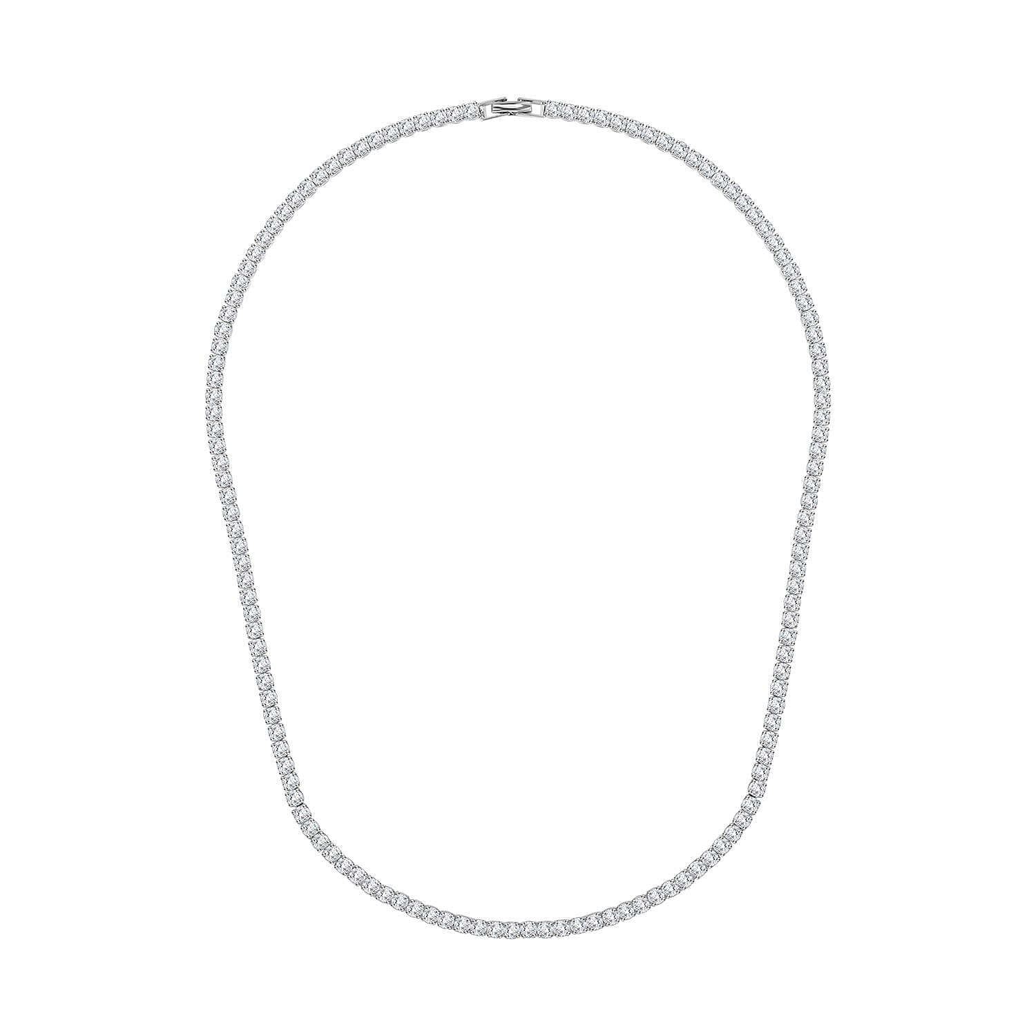 Simulated Diamond Tennis Necklace 20 Inches in Silvertone 20.00 ctw