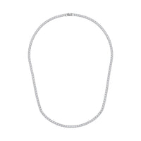 Simulated Diamond Tennis Necklace 20 Inches in Silvertone 20.00 ctw
