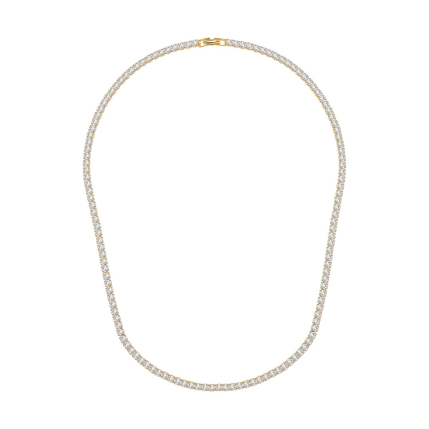 Simulated Diamond Tennis Necklace 20 Inches in Silvertone 20.00 ctw