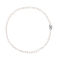 White Color Shell Pearl and Simulated Diamond Beaded Necklace 22 Inches in Silvertone 0.50 ctw - Sticky add to cart bar