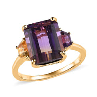 Valentines Doorbuster AAA Anahi Ametrine and Multi Gemstone Ring in Vermeil Yellow Gold Over Sterling Silver 6.75 ctw (Delivery in 5-7 Business Days)