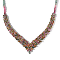 TLV Multi-Tourmaline V-Shape Necklace (20 Inches) in Platinum Over Sterling Silver (17.25 g) 56.15 ctw