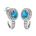 Malgache Neon Apatite and Moissanite J-Hoop Earrings in Platinum Over Sterling Silver 2.40 ctw - Sticky add to cart bar