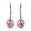 Premium Martha Rocha Kunzite and White Zircon Lever Back Earrings in Vermeil Rose Gold Over Sterling Silver 2.90 ctw - Sticky add to cart bar