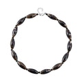 Brown Color Ceramic, Black Glass Beaded Necklace (24-26 Inches) in Silvertone - Sticky add to cart bar