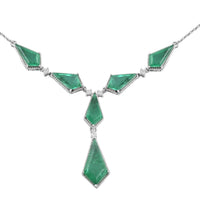 Emeraldine Quartz (Triplet) and White Zircon Necklace 18 Inches in Platinum Over Sterling Silver 18.70 ctw