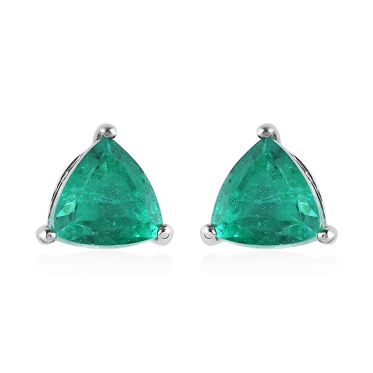 Emeraldine Quartz (Triplet) Solitaire Stud Earrings in Platinum Over Sterling Silver 2.85 ctw