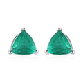 Emeraldine Quartz (Triplet) Solitaire Stud Earrings in Platinum Over Sterling Silver 2.85 ctw - Sticky add to cart bar