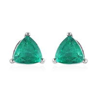 Emeraldine Quartz (Triplet) Solitaire Stud Earrings in Platinum Over Sterling Silver 2.85 ctw
