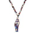Multi Color Ceramic Beaded Whistle Pendant Necklace in Silvertone 22-24 Inches - Sticky add to cart bar