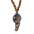 Brown Color Ceramic Beaded Whistle Pendant Necklace 22-24 Inches in Silvertone - Sticky add to cart bar