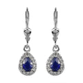Tanzanian Blue Spinel (DF) and White Zircon Lever Back Earrings in Platinum Over Sterling Silver 1.25 ctw - Sticky add to cart bar
