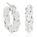 White Murano Style Twisted Hoop Earrings in Stainless Steel - Sticky add to cart bar