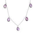Rose De France Amethyst Station Necklace 20 Inches in Sterling Silver 24.25 ctw - Sticky add to cart bar