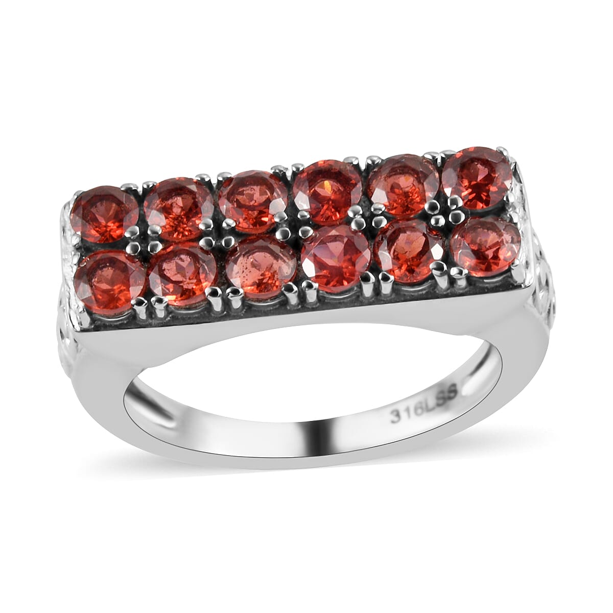 Mozambique Garnet Ring in Stainless Steel 1.75 ctw
