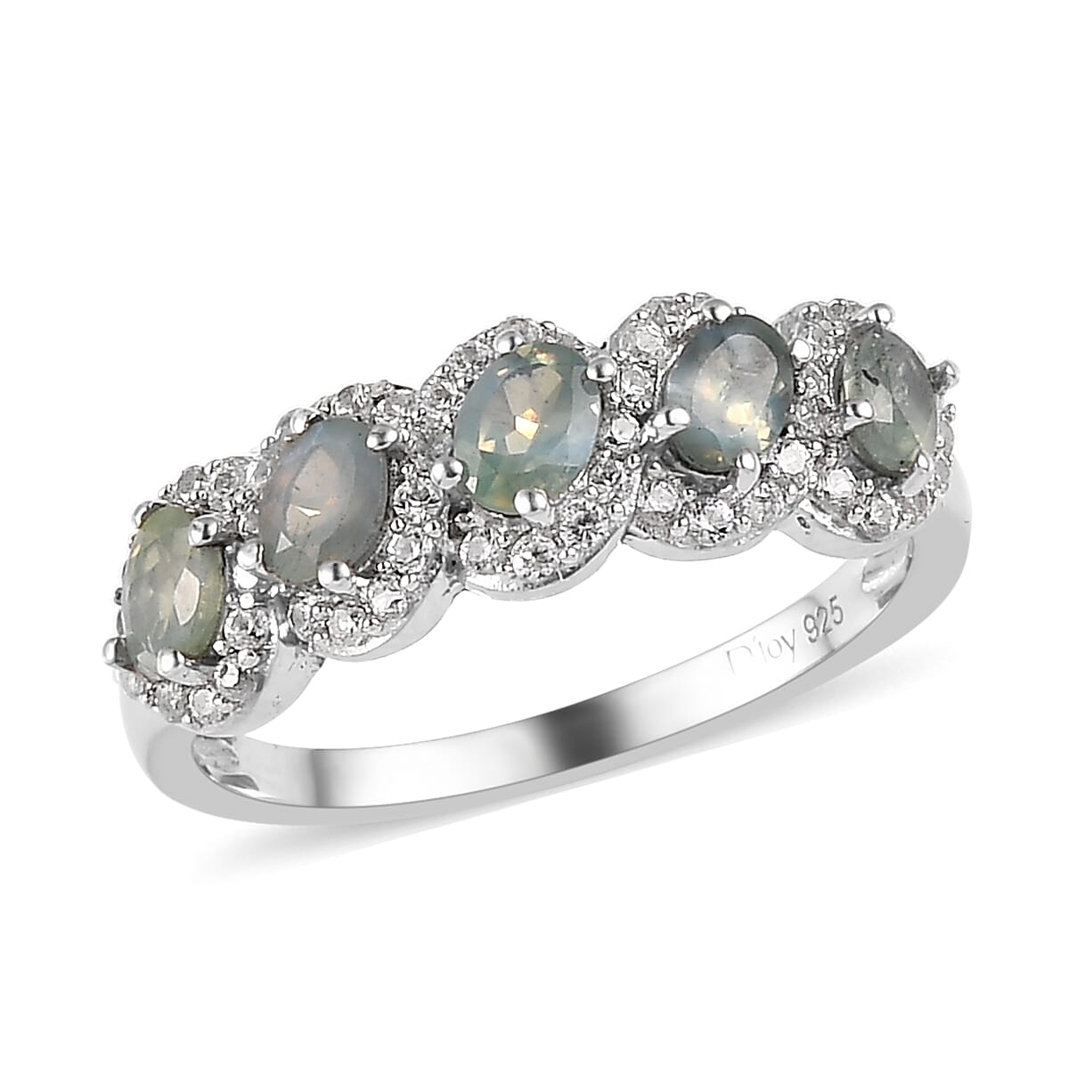 Narsipatnam Alexandrite and Natural White Zircon Ring in Platinum Over Sterling Silver 1.65 ctw (Delivery in 5-7 Business Days)