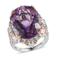 Rose De France Amethyst, Natural White Zircon Ring in Vermeil RG and Platinum Over Sterling Silver (Size 10.0) 17.40 ctw - Sticky add to cart bar