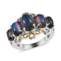 Aurora Moonstone Ring in Vermeil Yellow Gold and Platinum Over Sterling Silver 4.35 ctw