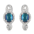 Aurora Moonstone (D) and White Zircon Omega Clip Earrings in Platinum Over Sterling Silver 5.50 ctw - Sticky add to cart bar