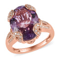 Rose De France Amethyst, Moissanite Ring in Vermeil RG Over Sterling Silver (Size 10.0) (Delivery in 7-10 Business Days) 9.25 ctw - Sticky add to cart bar