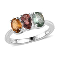 Multi-Tourmaline 3 Stone Ring in Sterling Silver 1.25 ctw - Sticky add to cart bar