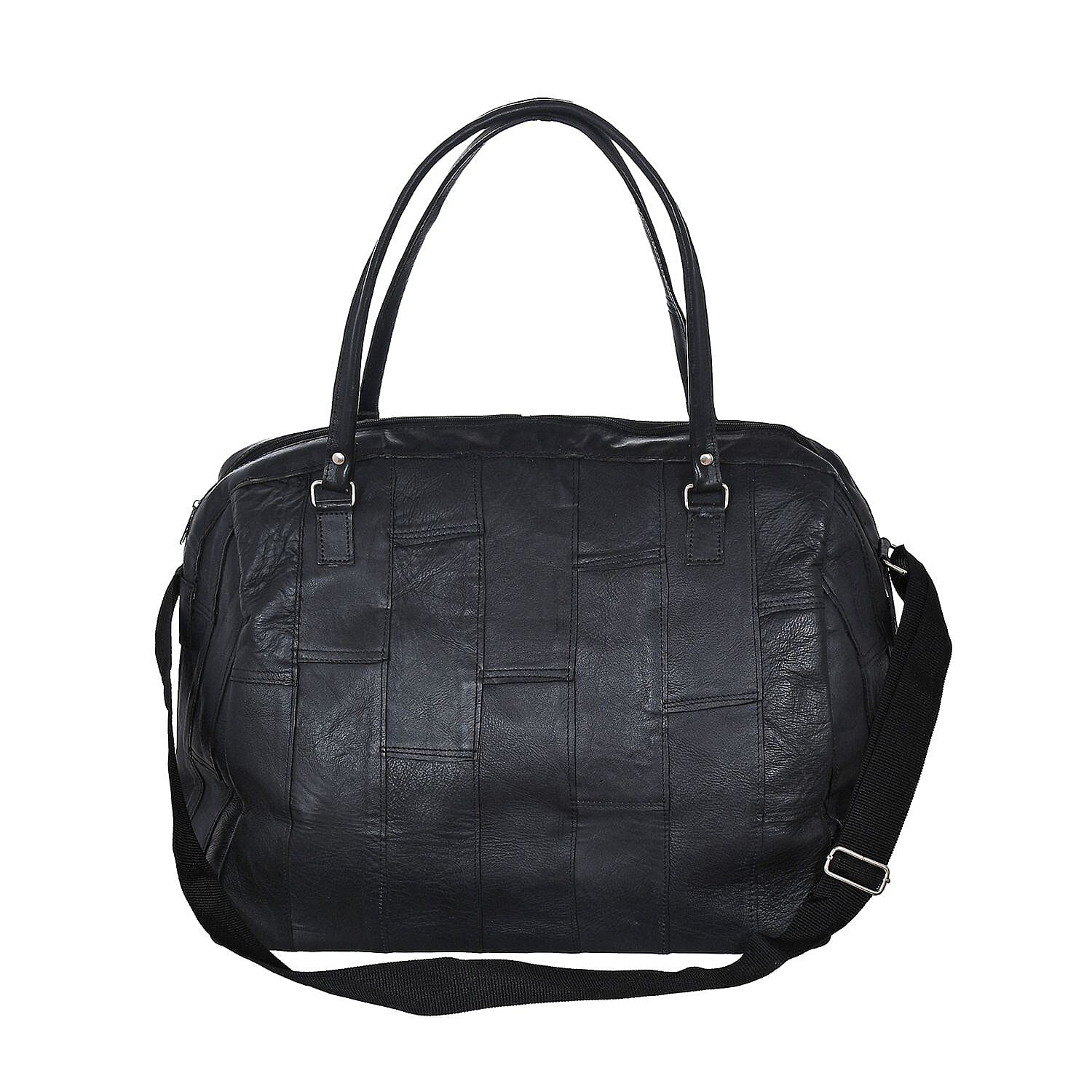 Closeout Deal Black Genuine Cow Leather Duffle Bag (18"x10"x14")