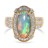 Ethiopian Welo Opal and Multi Gemstone 2.90 ctw Ring in Vermeil Yellow Gold Over Sterling Silver (Size 5.5)
