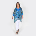 Tamsy Blue Color Chiffon Overlay Top - L - Sticky add to cart bar