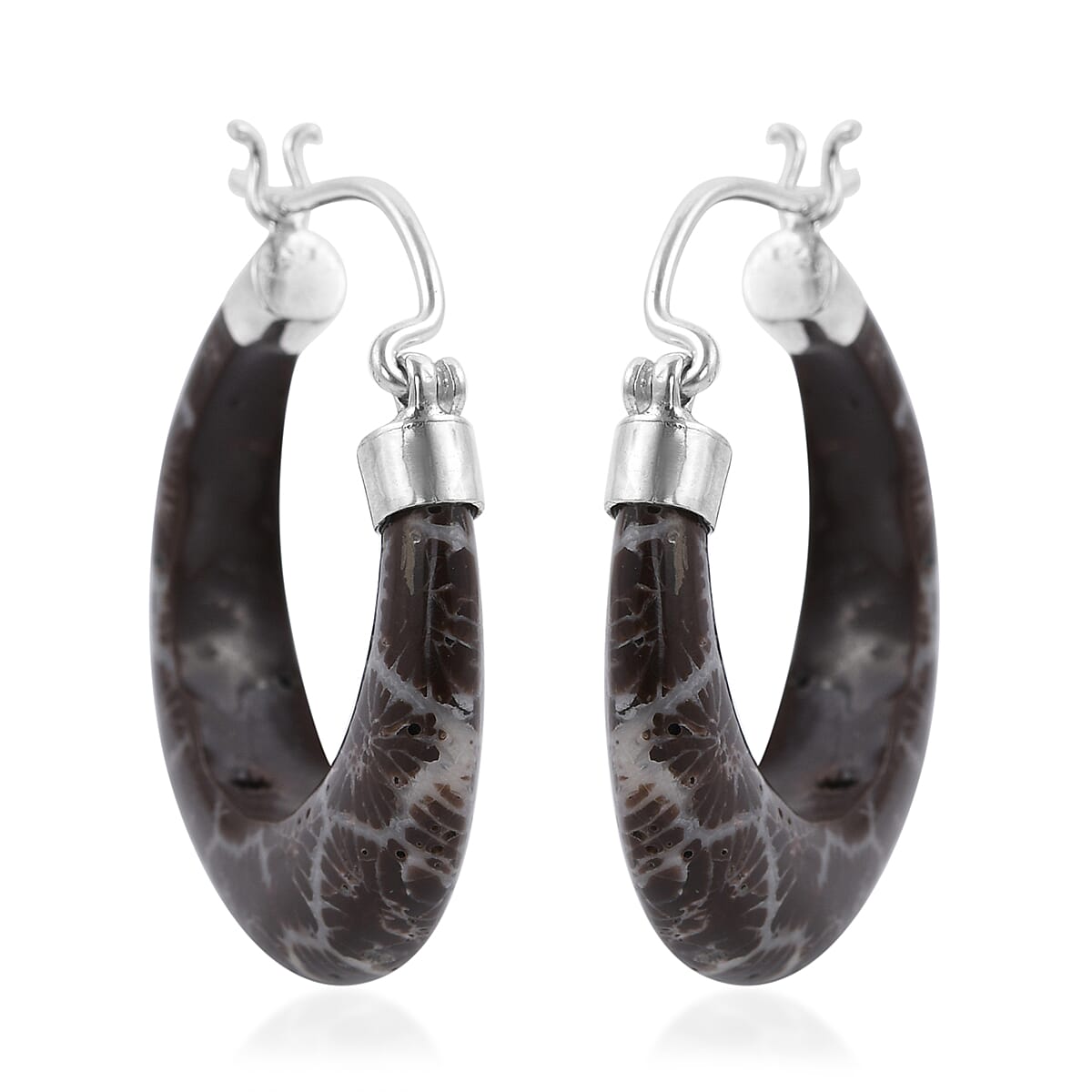 Brown Sponge Coral Earrings in Sterling Silver
