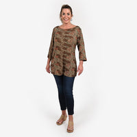 TAMSY Beige Color Quarter Sleeves Top - L