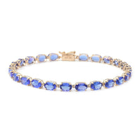 LUXORO 14K Yellow Gold AAA Tanzanite Tennis Bracelet (8.00 In) 3.50 Grams 11.40 ctw