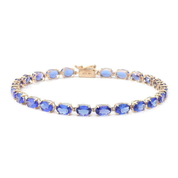 LUXORO 14K Yellow Gold AAA Tanzanite Tennis Bracelet (8.00 In) 3.50 Grams 11.40 ctw - Product card gallery slide 1 (10176975470905)