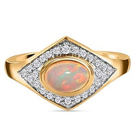 Ethiopian Welo Opal and Multi Gemstone 0.94 ctw Ring in 14K Yellow Gold Over Sterling Silver (Size 5.5)