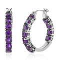 Amethyst Hoop Earrings in Stainless Steel 5.25 ctw , Tarnish-Free, Waterproof, Sweat Proof Jewelry - Sticky add to cart bar