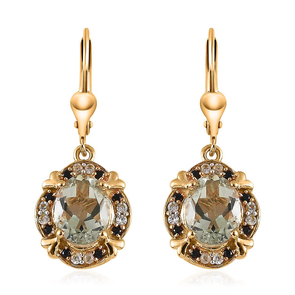 AAA Montezuma Prasiolite and Multi Gemstone Lever Back Earrings in Vermeil Yellow Gold Over Sterling Silver 4.10 ctw