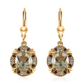 AAA Montezuma Prasiolite and Multi Gemstone Lever Back Earrings in Vermeil Yellow Gold Over Sterling Silver 4.10 ctw - Sticky add to cart bar